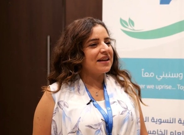 لقاء مع ديما المحمد خلال المؤتمر العام الخامس للحركة السياسية النسوية السورية