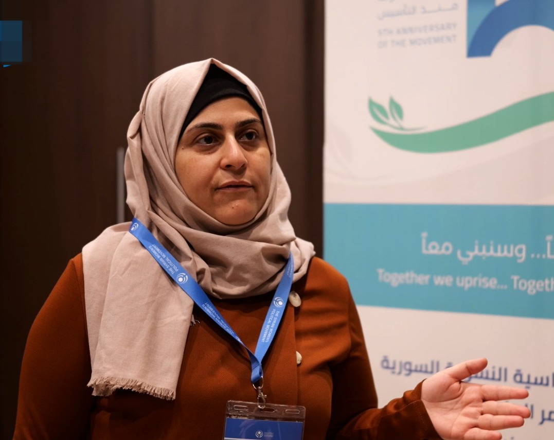 لقاء مع فاطمة الحميد خلال المؤتمر العام الخامس للحركة السياسية النسوية السورية